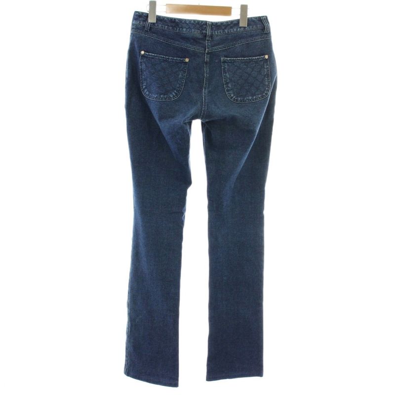 Chanel Quilted Pocket Denim Pants Jeans Skinny Stretch CC Logo 38 Indigo