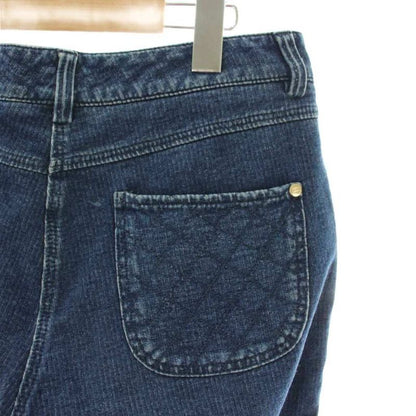 Chanel Quilted Pocket Denim Pants Jeans Skinny Stretch CC Logo 38 Indigo