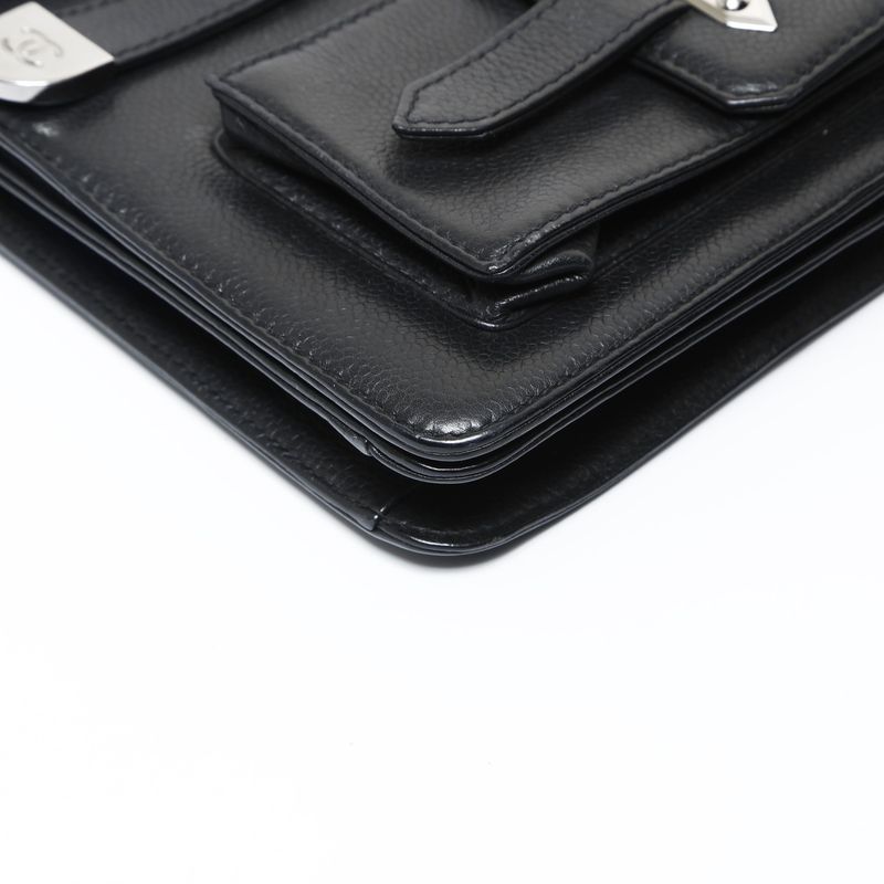 Chanel Shoulder Bag Leather 2.55 Caviar