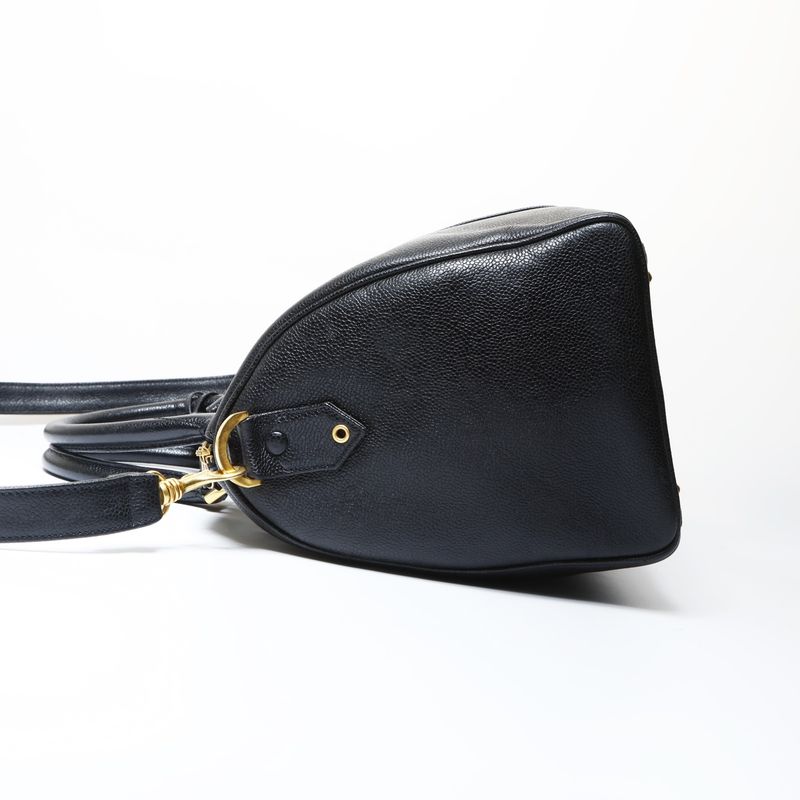 Chanel Boston Bag Caviar Leather CC Logo 2-Way