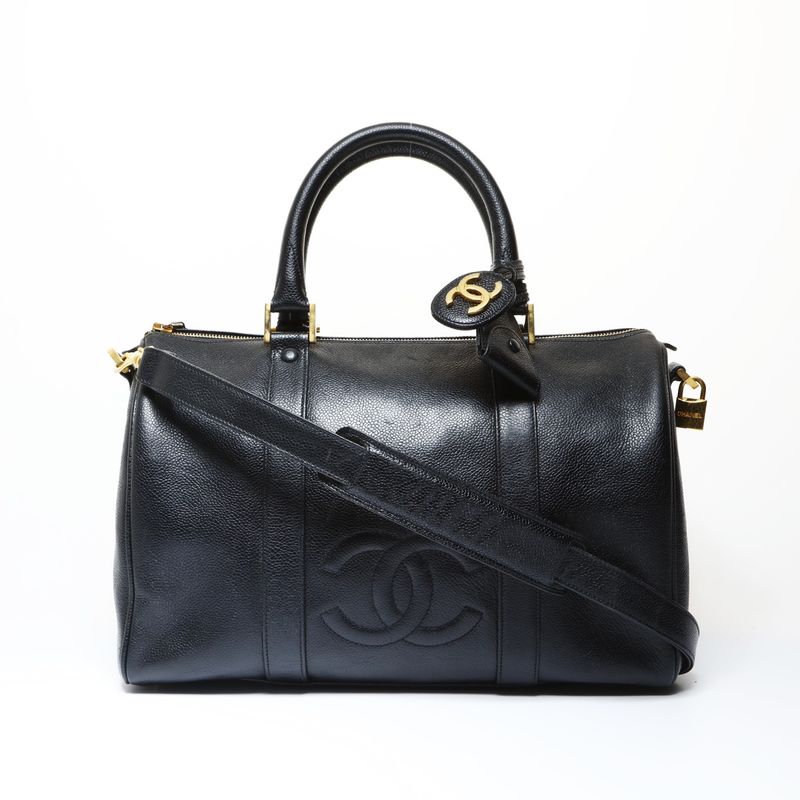 Chanel Boston Bag Caviar Leather CC Logo 2-Way