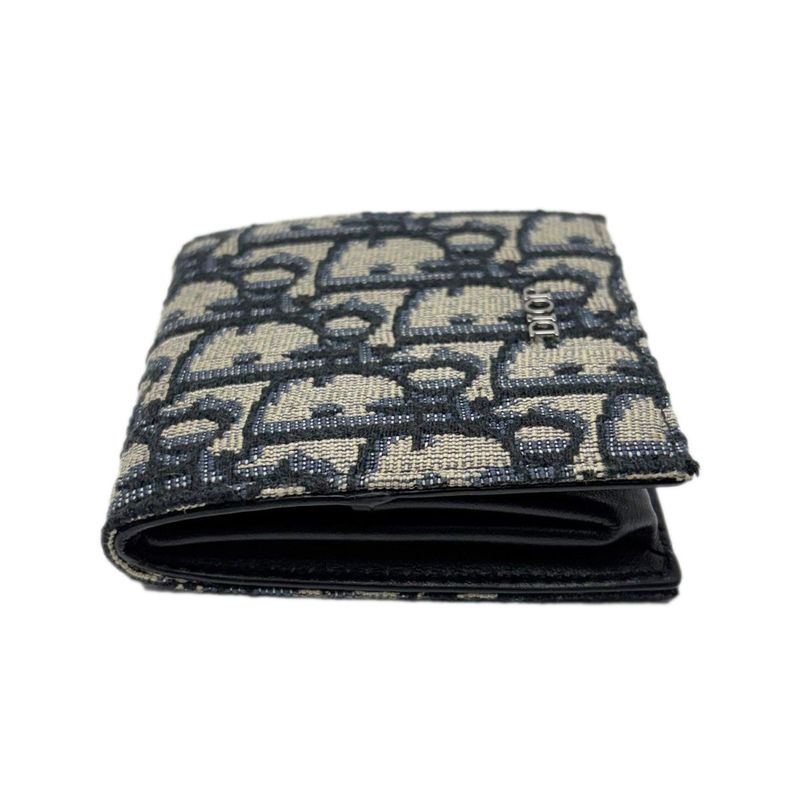 Dior Boxshape Coin Purse White Jacquard Navy Beige Black