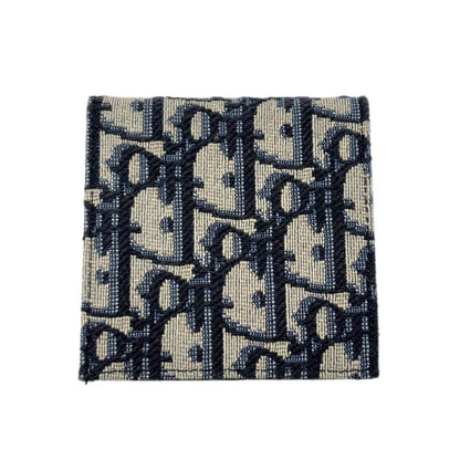 Dior Boxshape Coin Purse White Jacquard Navy Beige Black