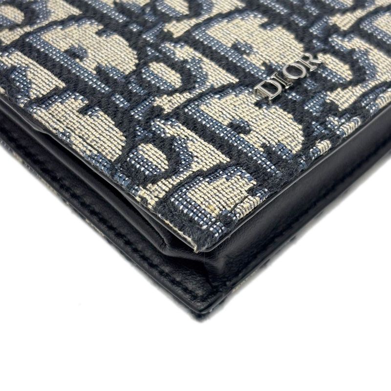 Dior Boxshape Coin Purse White Jacquard Navy Beige Black