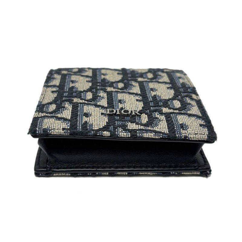 Dior Boxshape Coin Purse White Jacquard Navy Beige Black