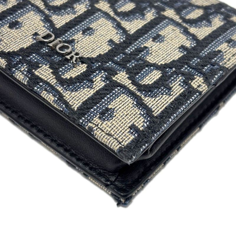 Dior Boxshape Coin Purse White Jacquard Navy Beige Black