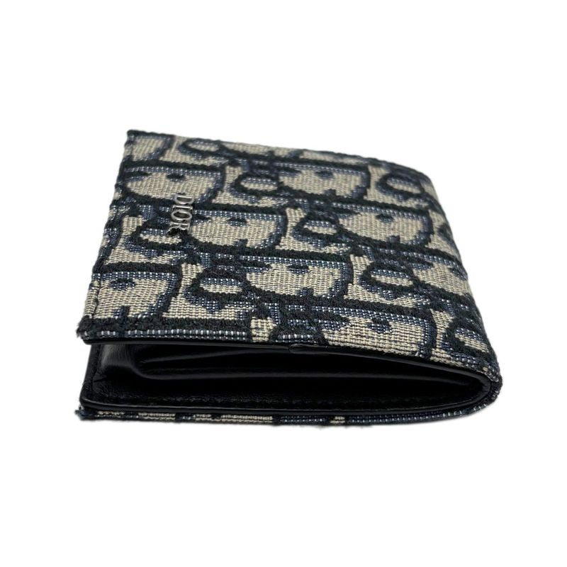 Dior Boxshape Coin Purse White Jacquard Navy Beige Black