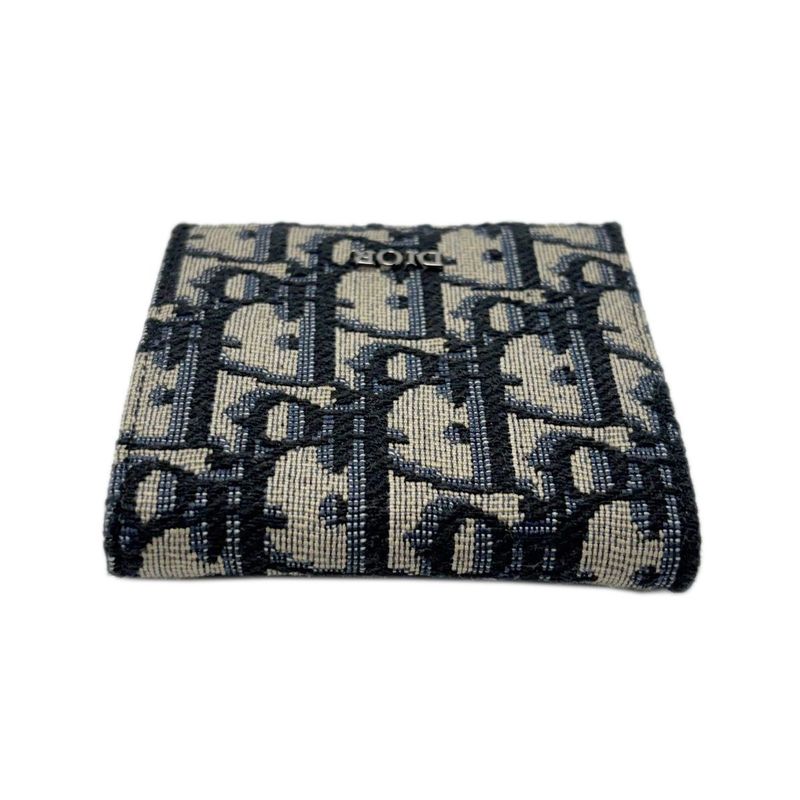 Dior Boxshape Coin Purse White Jacquard Navy Beige Black