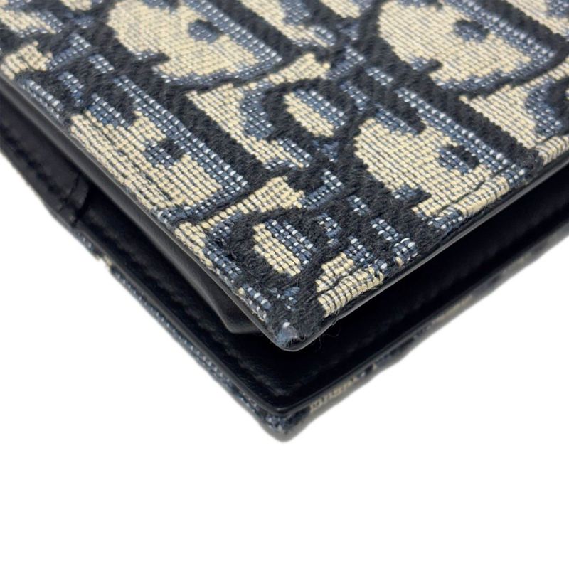 Dior Boxshape Coin Purse White Jacquard Navy Beige Black