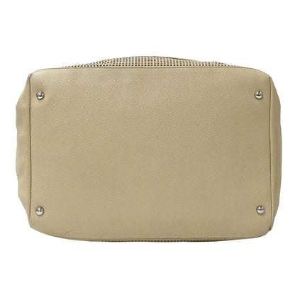Chanel Tote Leather Beige Silver Punching