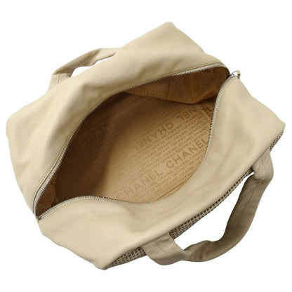 Chanel Tote Leather Beige Silver Punching