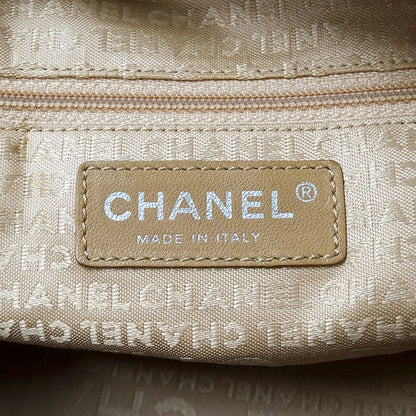 Chanel Tote Leather Beige Silver Punching