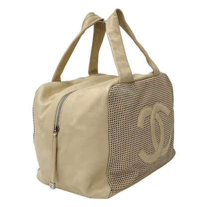 Chanel Tote Leather Beige Silver Punching