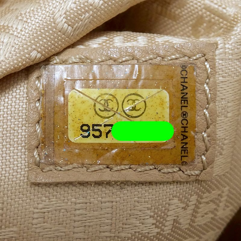 Chanel Tote Leather Beige Silver Punching