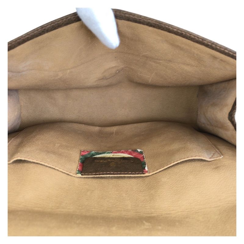Gucci Vintage Sherry Line Beige GG Supreme Canvas Clutch Second