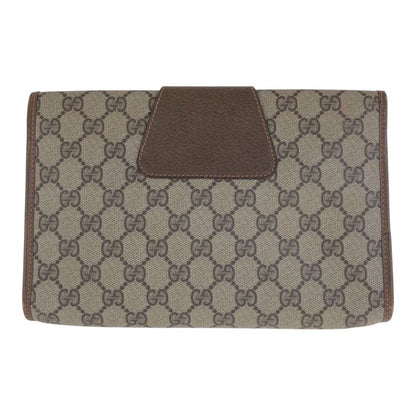 Gucci Vintage Sherry Line Beige GG Supreme Canvas Clutch Second