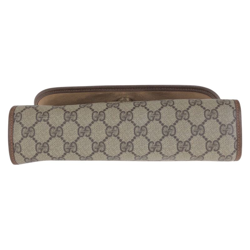 Gucci Vintage Sherry Line Beige GG Supreme Canvas Clutch Second