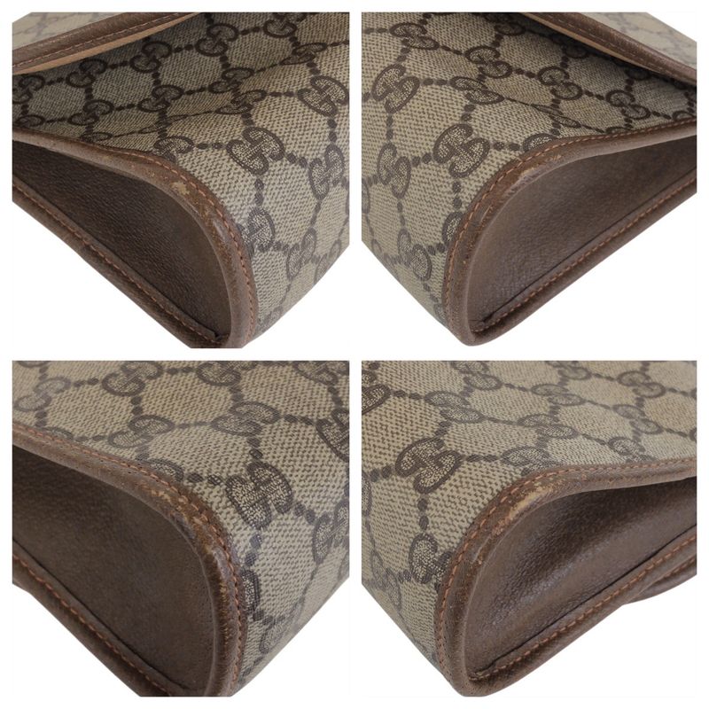 Gucci Vintage Sherry Line Beige GG Supreme Canvas Clutch Second