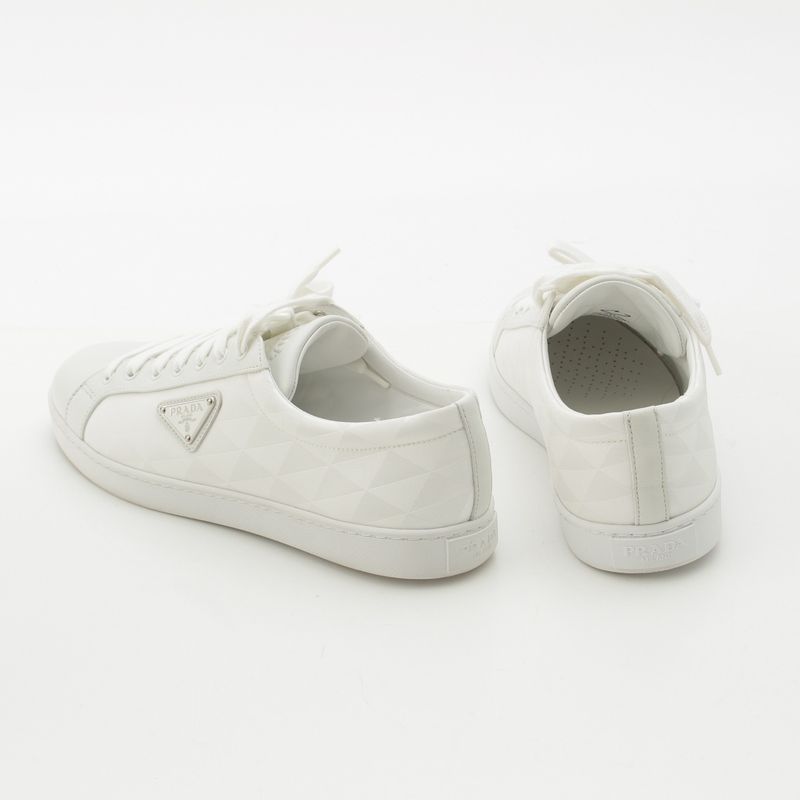 Prada Re-Nylon Triangle Logo Sneakers Shoes White 7.5