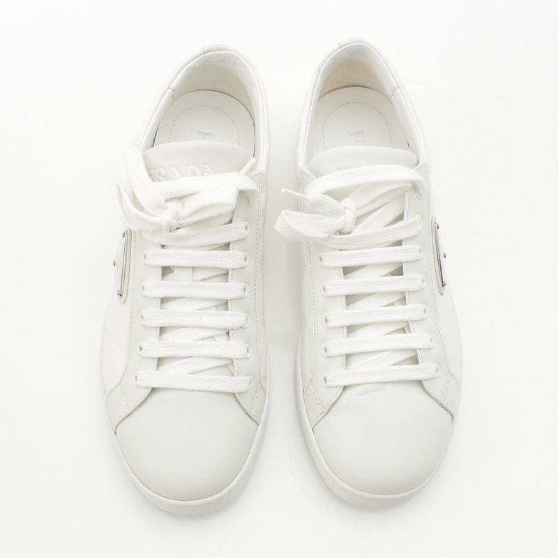 Prada Re-Nylon Triangle Logo Sneakers Shoes White 7.5