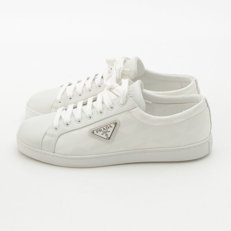 Prada Re-Nylon Triangle Logo Sneakers Shoes White 7.5