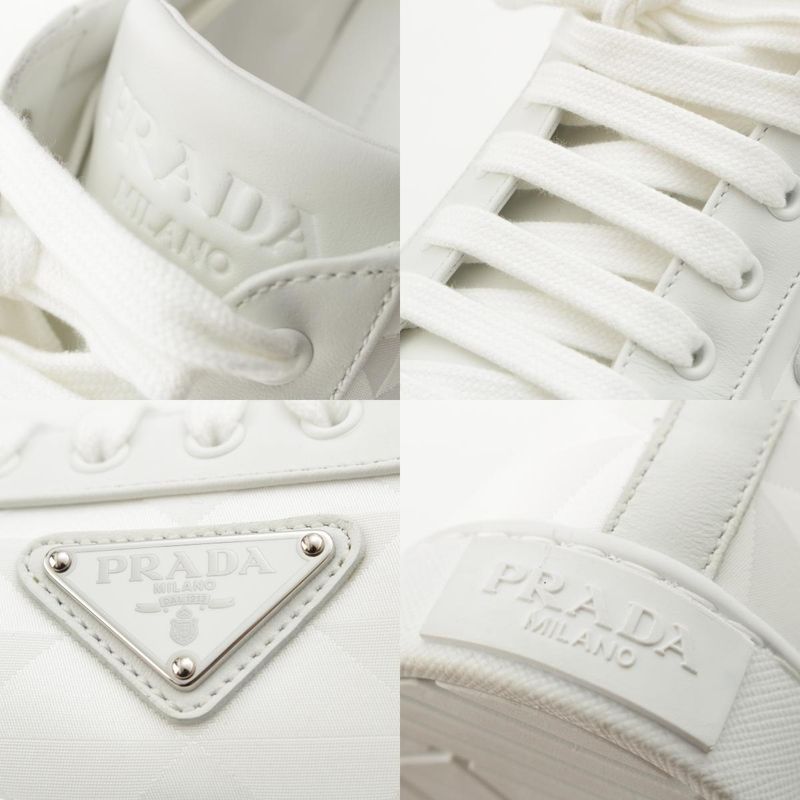 Prada Re-Nylon Triangle Logo Sneakers Shoes White 7.5