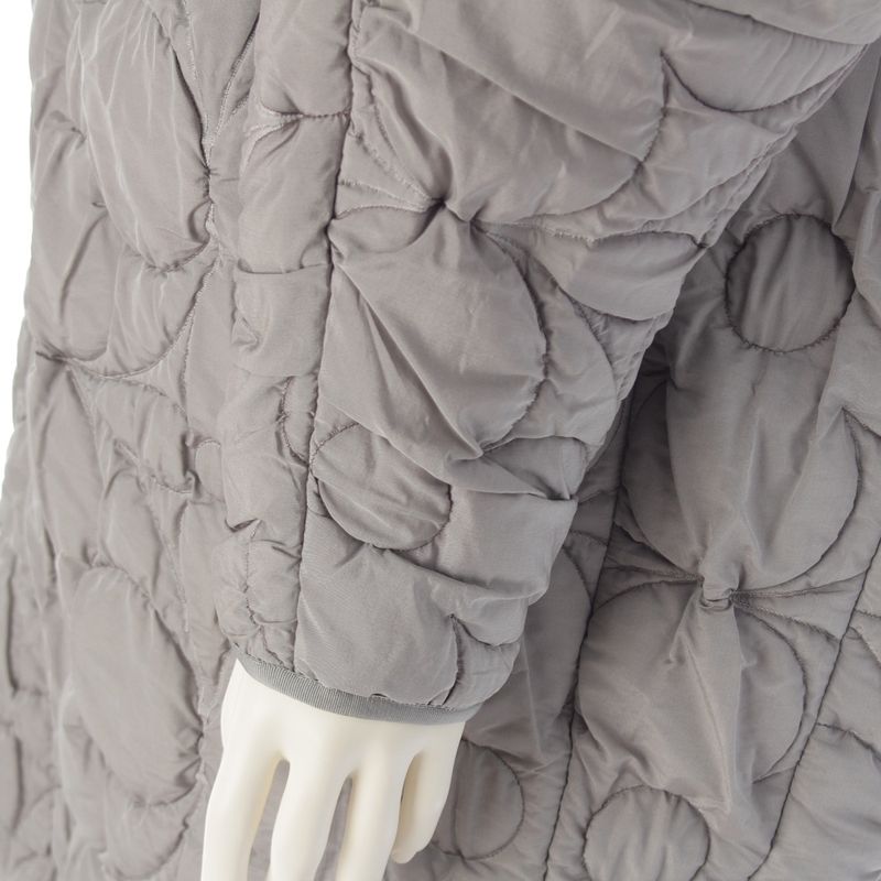 Louis Vuitton Monogram Flower Quilted Long Coat Gray XS