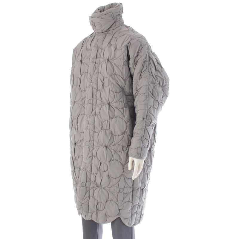 Louis Vuitton Monogram Flower Quilted Long Coat Gray XS