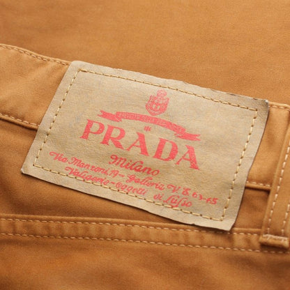 Prada Cotton Moleskin Triangle Logo Damaged Pants Brown