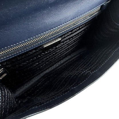 Prada Shoulder Bag Leather Navy