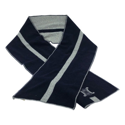 Celine Wool Cashmere Macadam Scarf Navy Silver Scarf