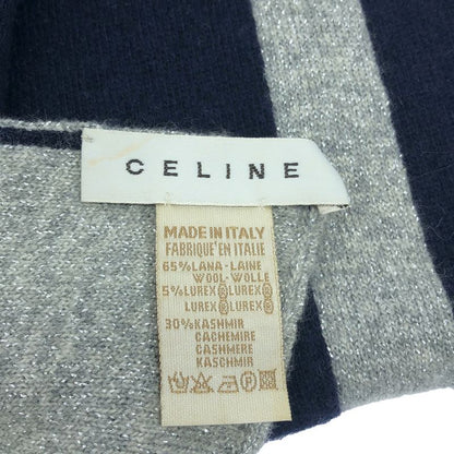 Celine Wool Cashmere Macadam Scarf Navy Silver Scarf
