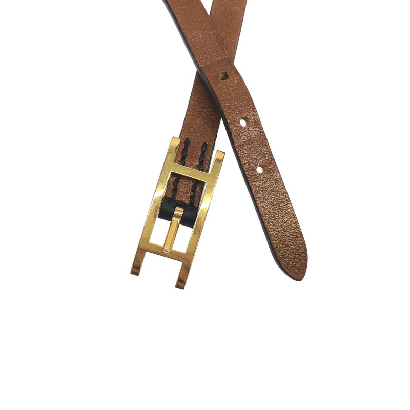 Hermes Behapi Double Tour Leather Bracelet Brown