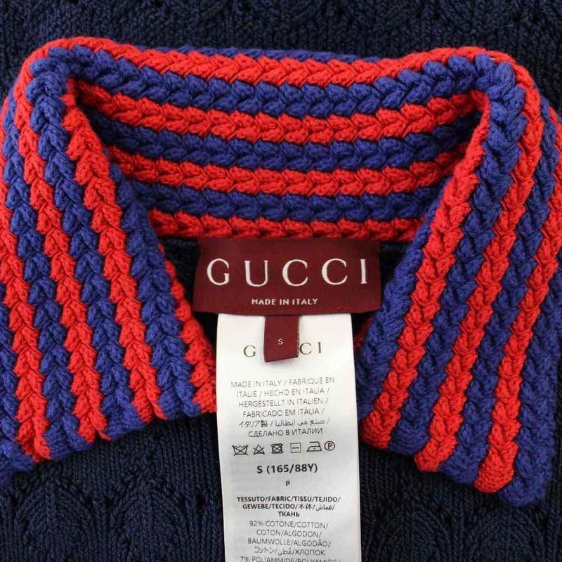 Gucci les Polo Dress Short Sleeve Knee Length S Navy Blue