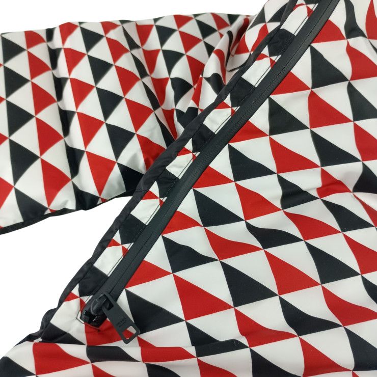 Prada Scarf Nylon Padded Scarf Black White Red