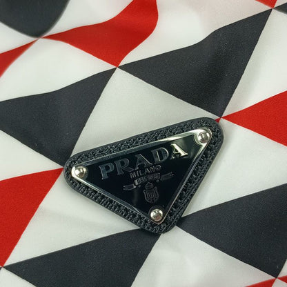 Prada Scarf Nylon Padded Scarf Black White Red