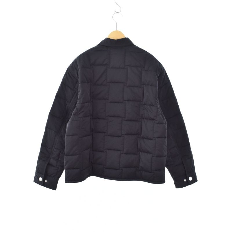Bottega Veneta Nylon Jacket Top with Collar Intrecciato Knit Front Button L