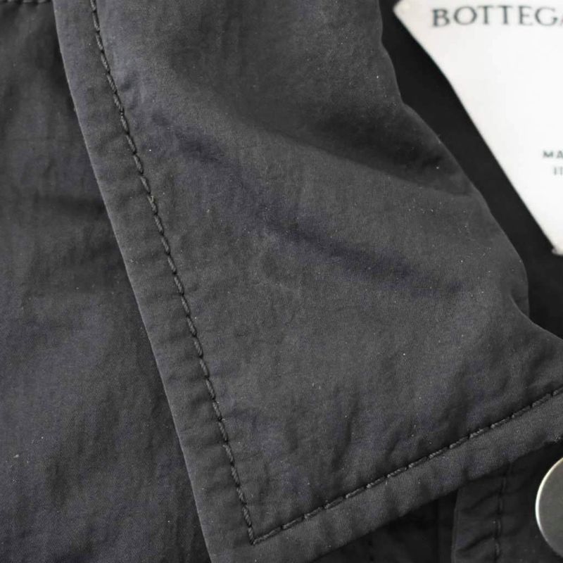 Bottega Veneta Nylon Jacket Top with Collar Intrecciato Knit Front Button L