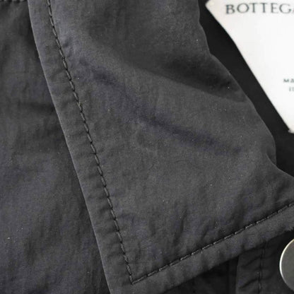 Bottega Veneta Nylon Jacket Top with Collar Intrecciato Knit Front Button L