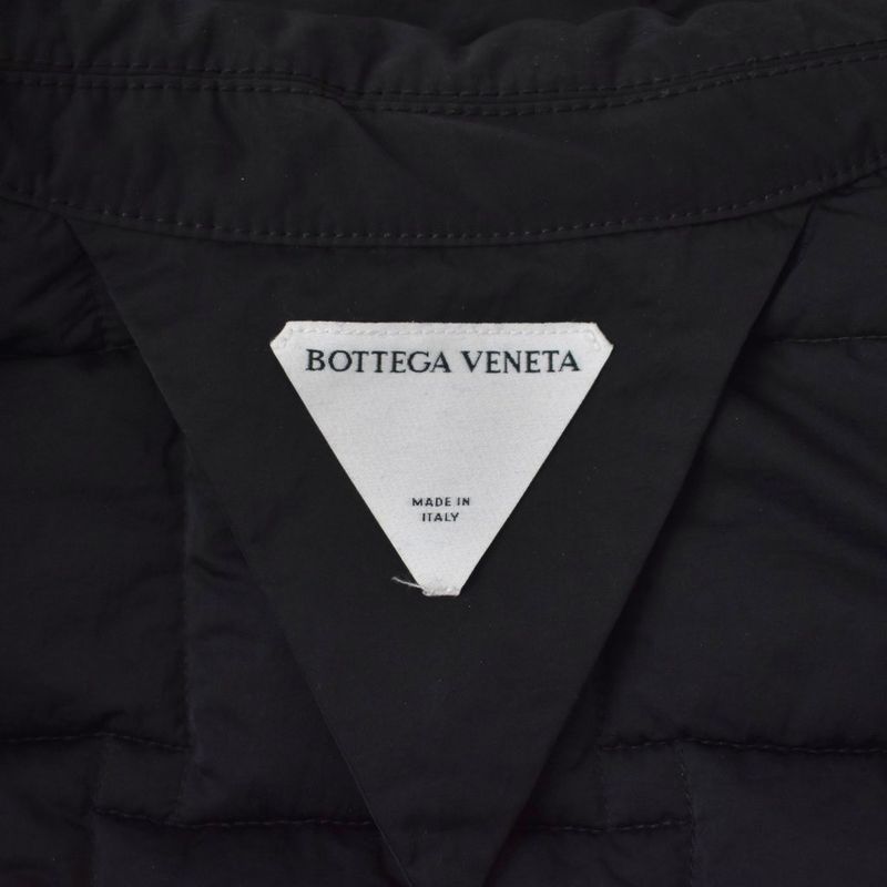 Bottega Veneta Nylon Jacket Top with Collar Intrecciato Knit Front Button L