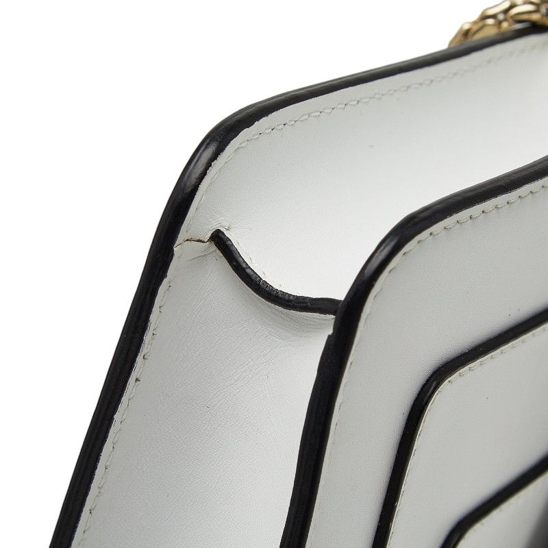 Bvlgari Serpenti Chain Shoulder Bag White Gold Leather