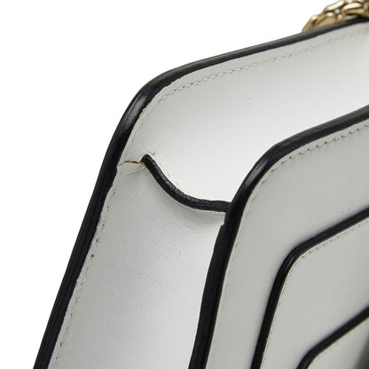 Bvlgari Serpenti Chain Shoulder Bag White Gold Leather
