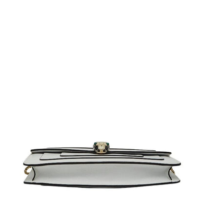 Bvlgari Serpenti Chain Shoulder Bag White Gold Leather