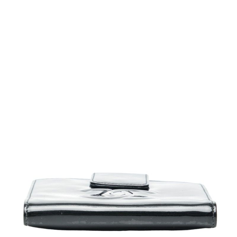 Chanel CC Logo Camellia Black Multicolor Patent Leather
