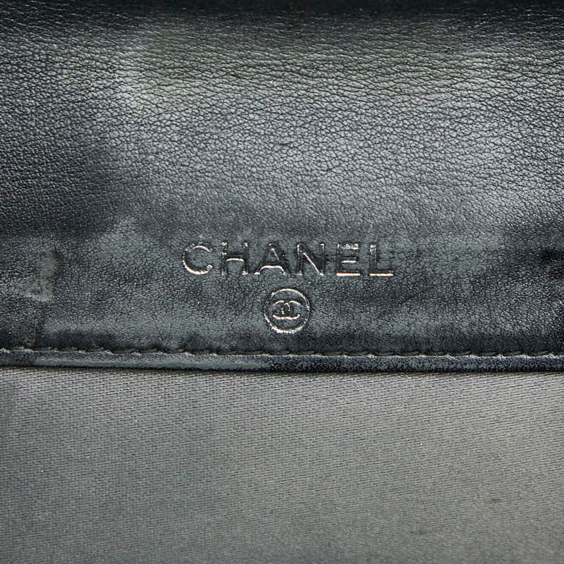 Chanel CC Logo Camellia Black Multicolor Patent Leather