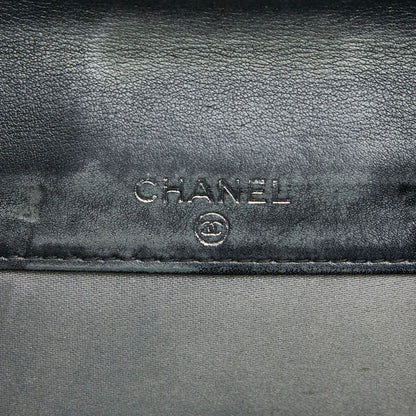 Chanel CC Logo Camellia Black Multicolor Patent Leather