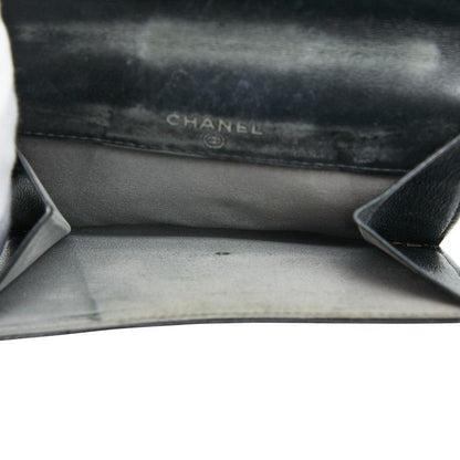 Chanel CC Logo Camellia Black Multicolor Patent Leather