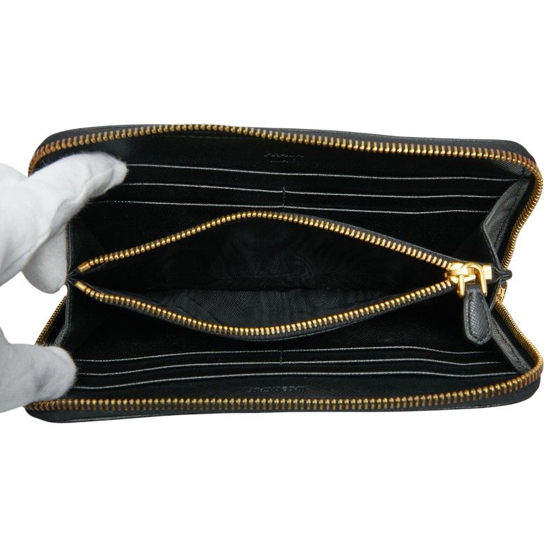 Prada Zip Around Wallet Black