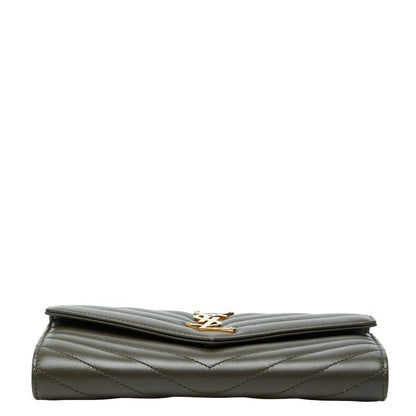 Saint Laurent Cassandra Stitch Khaki Leather