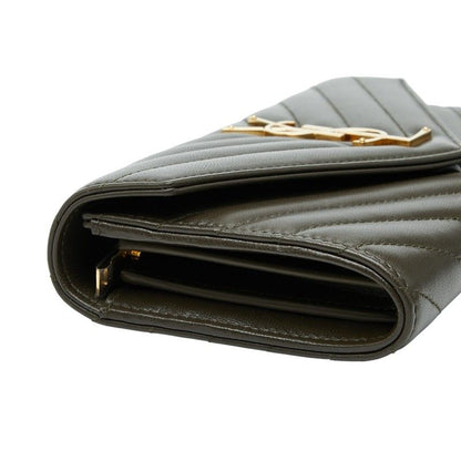 Saint Laurent Cassandra Stitch Khaki Leather